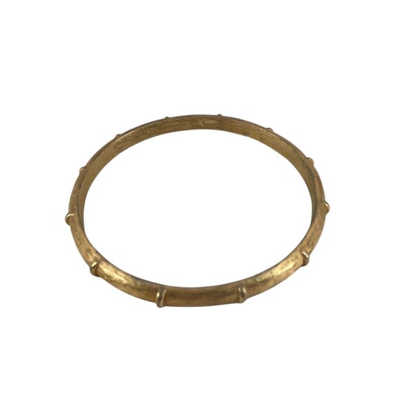Vintage Trifari Gold-Tone Textured Bamboo-Style Bangle Bracelet For Women 2.5-In - Picture 2 of 7